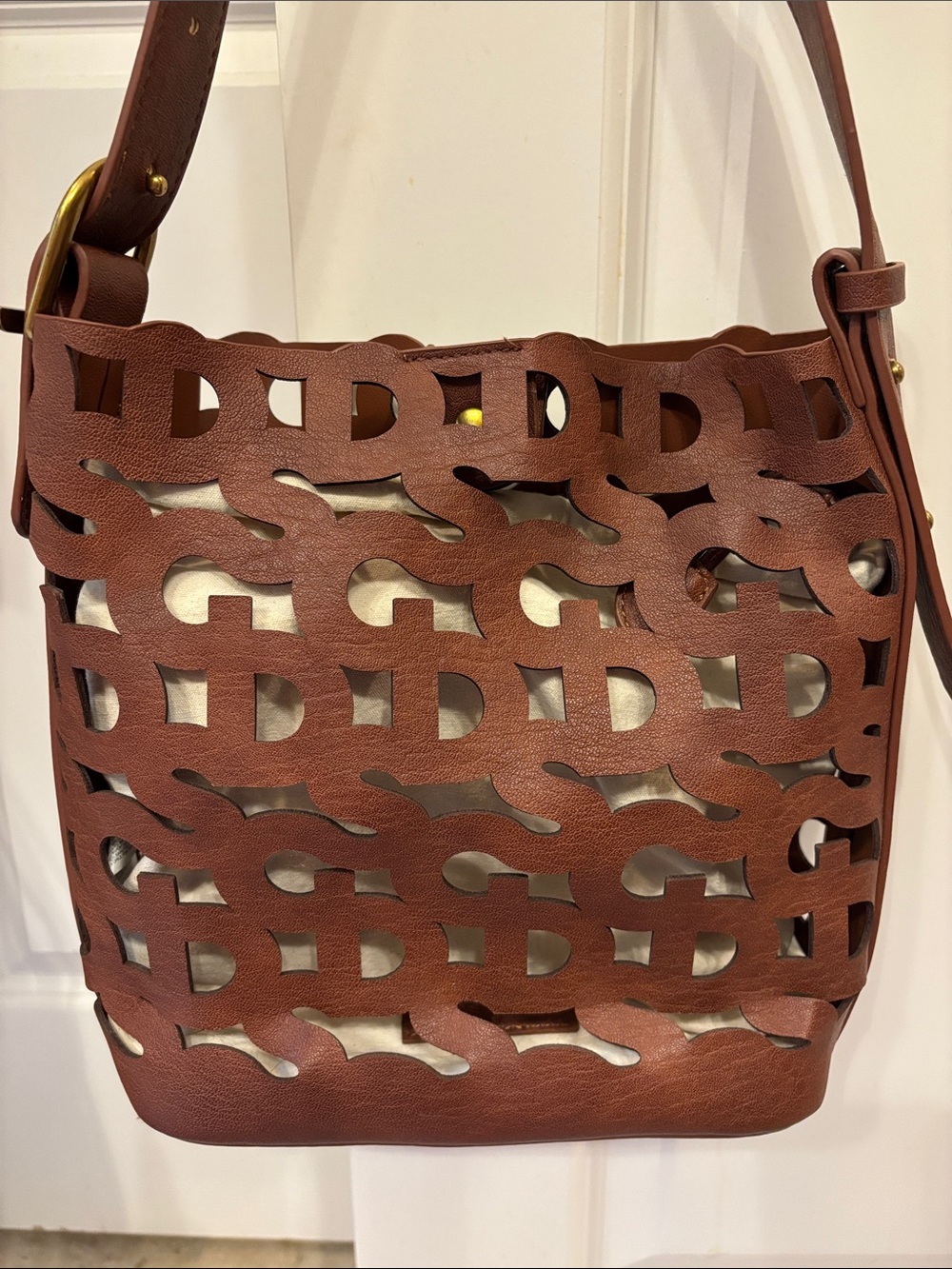 Desigual Women’s Die-cut Basket Bag Brown Faux Leather